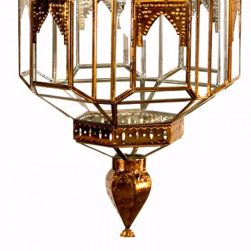 Farol colgante granadino artesanal 75631 de metal envejecido y cristal transparente parte inferior