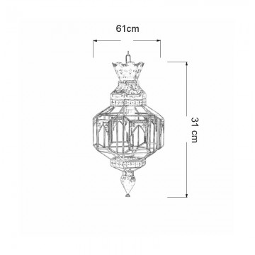 Farol colgante granadino artesanal 75631 con sus medidas