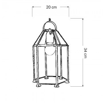 Farol granadino artesanal 75400 de metal y cristal medidas