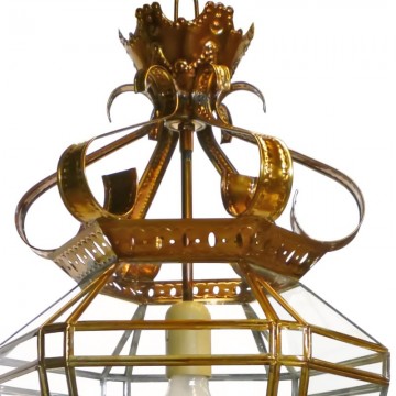 Farol granadino artesanal 75901 de metal repujado y cristal parte superior