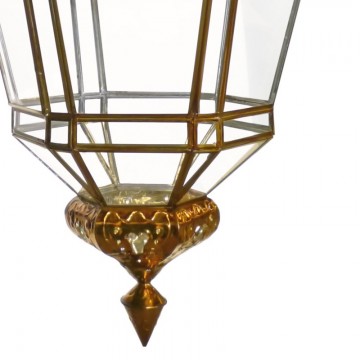 Farol granadino artesanal 75901 de metal repujado y cristal parte inferior