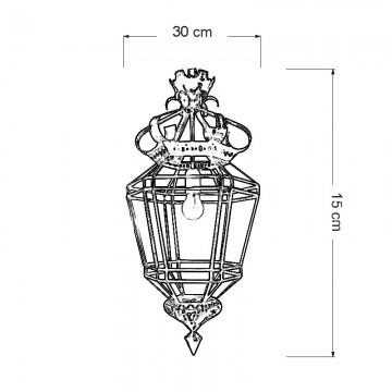 Farol granadino artesanal 75901 de metal repujado y cristal medidas