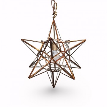 Farol granadino artesanal en forma de estrella 70170 de metal y cristal