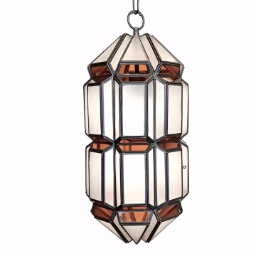 Farol Colgante Artesanal Granadino 71331 de Cristal y Metal negro
