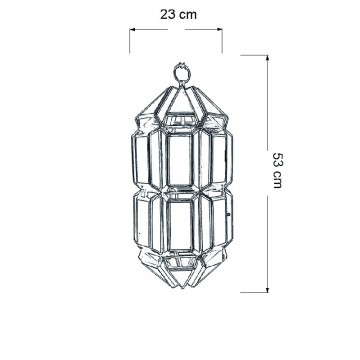 Farol Colgante Artesanal Granadino 71331 de Cristal y Metal medidas