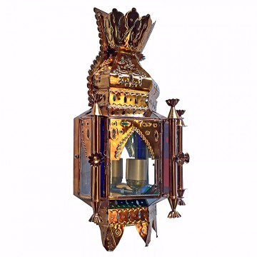 Aplique moruno granadino artesanal 75061 con chapa espejo interior y cristal