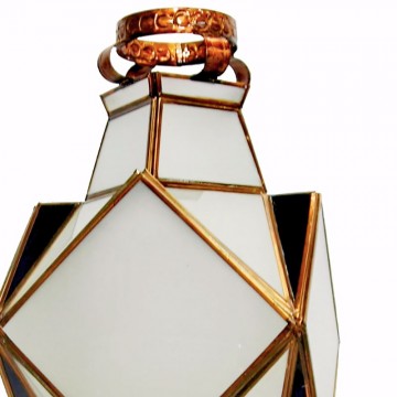 Farol Artesanal Semana Santa Trono 7985 en Cristal Azul y Opal