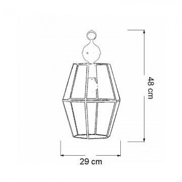 Farol Colgante Artesanal Granadino 75471 de Metal y Cristal medidas
