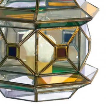 Aplique de Pared Artístico Granadino 75311 de Metal Repujado y Cristal (Acabado Envejecido)