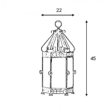 Farol Granadino Artístico 75370 | Farol Artesanal de Metal y Cristal