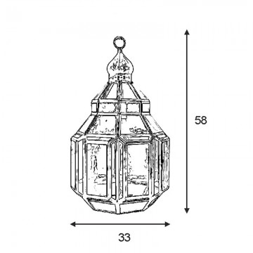 Farol granadino artesanal 75483 de metal envejecido y cristal verde opal con medidas grande