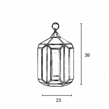 Farol colgante granadino artesanal 70060 de metal  y cristal tamaño 0