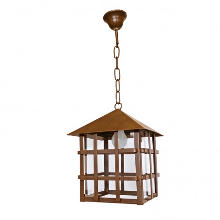 Farol Colgante Exterior 18103 Reja en Metal y Cristal