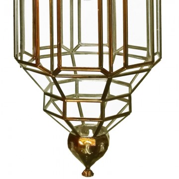 Farol moruno granadino artesanal 75192 de metal y cristal con acabado envejecido parte inferior