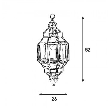 Farol moruno granadino artesanal 75193 de gran tamaño en metal y cristal medidas