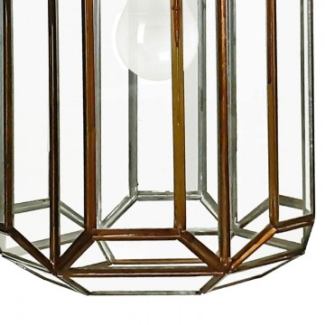 Farol colgante granadino artesanal 70060 de metal envejecido y cristal transparente parte inferior