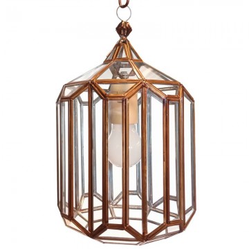 Farol granadino artesanal 70070 de metal y cristal transparente