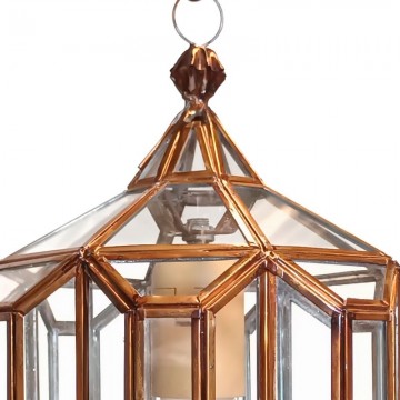 Farol granadino artesanal 70070 de metal y cristal transparente parte superior