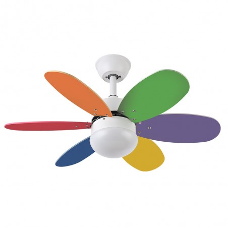 Ventilador DC Blanco Aspas Pastel/Intenso Reversibles